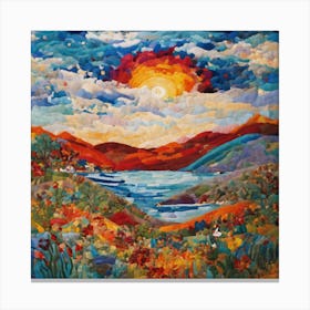 Sunset On The Lake Canvas Print