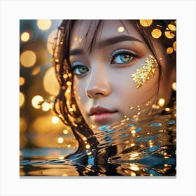 Gold Girl In Water Canvas Print