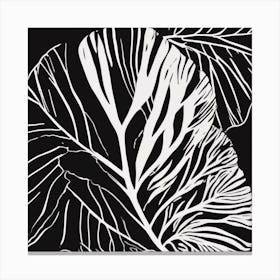 Minimal Plant Leaf Black Art 1 Canvas Print