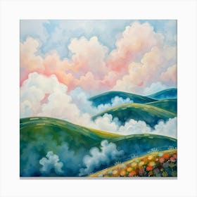 Clouds And Flowers Canvas Print