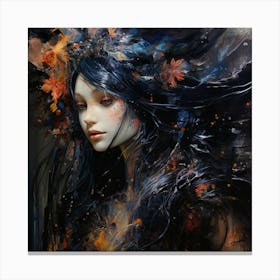 Girl With Black Hair Canvas Print