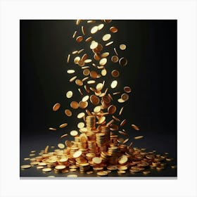 Golden Coins Falling Canvas Print