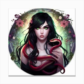 Girl With A Snake Canvas Print