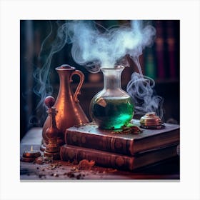 Book Of Spells And Potion Canvas Print