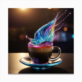 Coffee Cup With Colorful Splash Canvas Print
