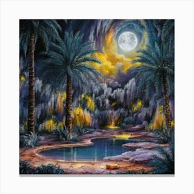 A night in the desert in the middle of a moonlit oasis 7 Canvas Print