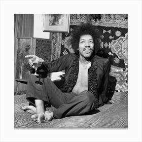 American Singer And Guitarist Jimi Hendrix Pictured At His Flat In Mayfair, London Canvas Print
