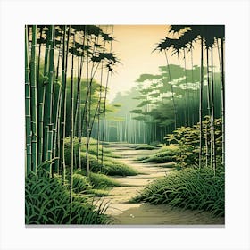 Tranquil Bamboo Grove A Scene Of A Serene Zen Garden Shades Of Green Soft Morning Light With Rak (1) Canvas Print
