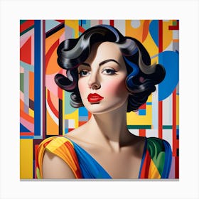 Head And Shoulder Studio Portrait Of A Young Woman In Bauhaus Painting Style Canvas Print