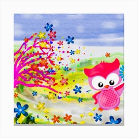 Owl And Flowers Canvas Print