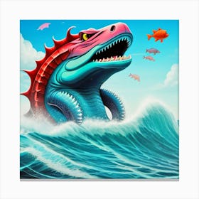 Dinosaur In The Ocean Canvas Print