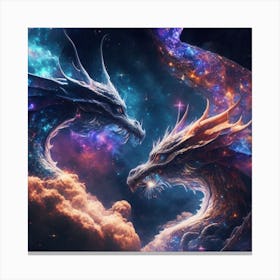 Two Dragons In Space 4 Canvas Print