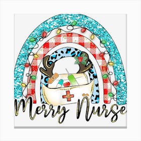 Merry Nurse Rainbow Stethoscope Christmas Tree Nurse Gifts 1 Canvas Print