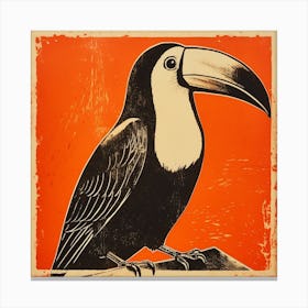 Retro Bird Lithograph Toucan 4 Canvas Print