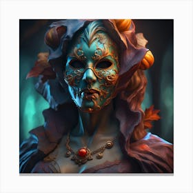 Woman With A Mask Canvas Print