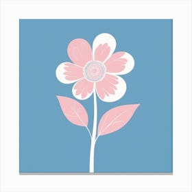 A White And Pink Flower In Minimalist Style Square Composition 70 Canvas Print