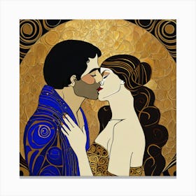 Kiss in Gustav Klimt style 1 Canvas Print