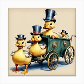 Ducks In Carriage 1 Canvas Print