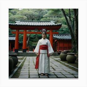 Asian Woman In Kimono 1 Canvas Print