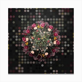 Vintage Crossberry Flower Wreath on Dot Bokeh Pattern n.0206 Canvas Print