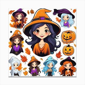 Cute Witches Canvas Print