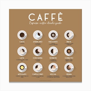 Espresso Coffee Drinks Guide Square Canvas Print