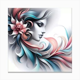 Woman'S Face With Flowers Canvas Print