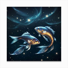 Two Fish In The Night Sky 2 Canvas Print