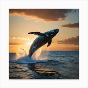 Humpback Whale Jumping 7 Canvas Print