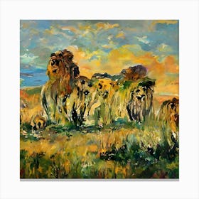 Lions In The Grass Canvas Print