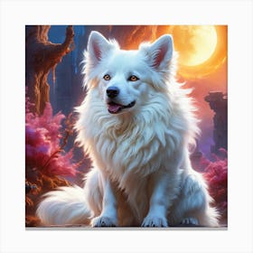 White Magical Fantasy Dog 2 Canvas Print