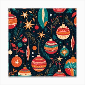 Christmas Ornaments Seamless Pattern 3 Canvas Print