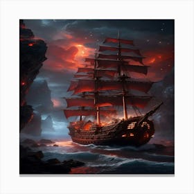 Pirate Ship In The Ocean Canvas Print