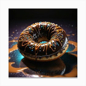 Donut On A Black Background Canvas Print