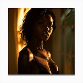 Black Woman In Lingerie Canvas Print