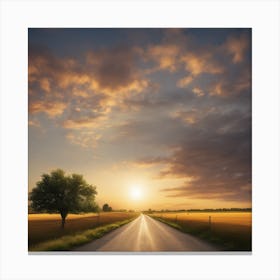 Empty Road At Sunset Canvas Print