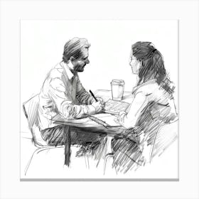 Two People At A Table 1 Canvas Print