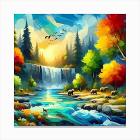 Waterfall In The Forest 5 Canvas Print