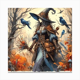 A Beautiful Young Witch With Her Companions 6000 300 Jpg Canvas Print