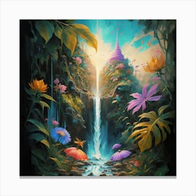 Waterfall In The Jungle 5 Canvas Print