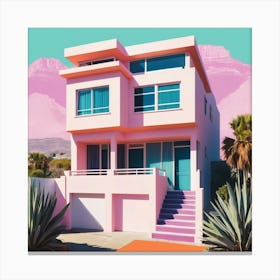 A House In Cape Town Abstract Risograph Style Art Print 3 Canvas Print