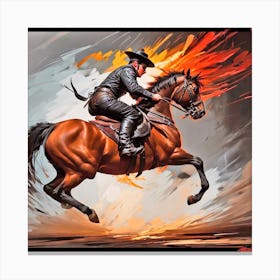 Cowboy Riding A Horse 1 Canvas Print