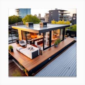 Modern Living Room On The Roof Canvas Print