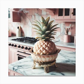 Pink Kitchen With Pineapple 1 Canvas Print
