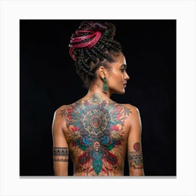 Back Of A Woman With Tattoos 14 Canvas Print
