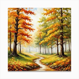 Forest In Autumn In Minimalist Style Square Composition 314 Canvas Print