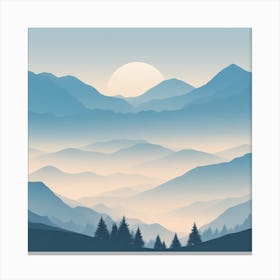 Misty mountains background in blue tone 15 Canvas Print