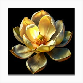 Yellow Magnolia Flower On Black Background Canvas Print