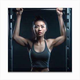 Asian Woman Lifting Weights Canvas Print