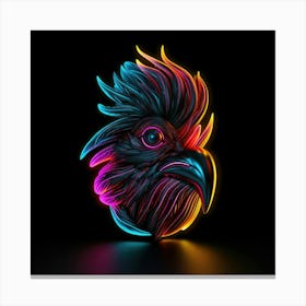 Neon Rooster Canvas Print